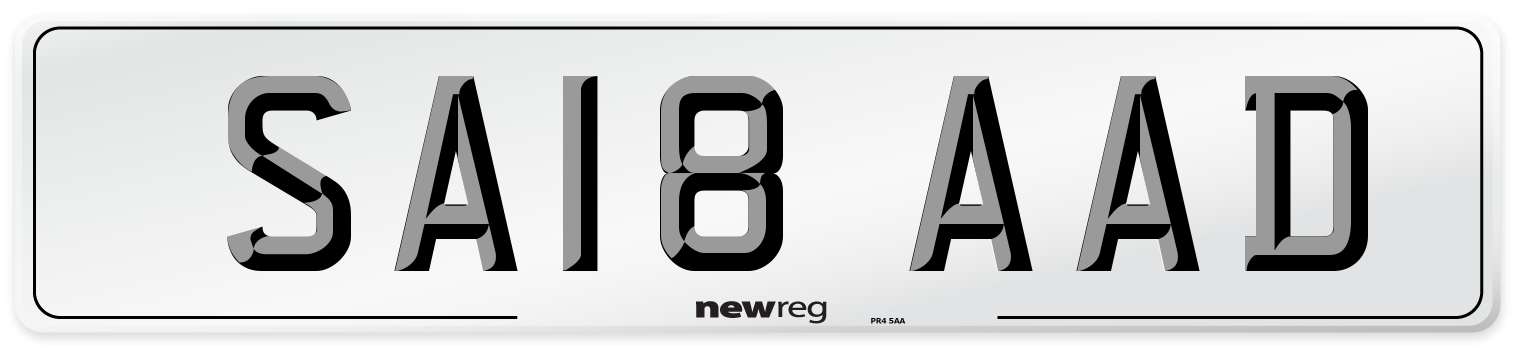 SA18 AAD Number Plate from New Reg
